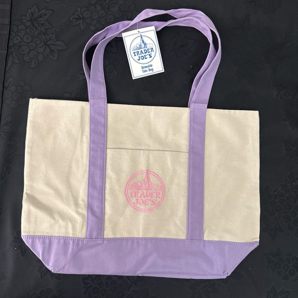 Trader Joe’s Lavender Purple Large Canvas Tote Bag Spring 2026